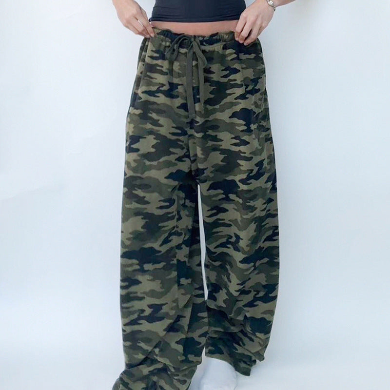 American High Street Casual Loose Camouflage Sweater Pants