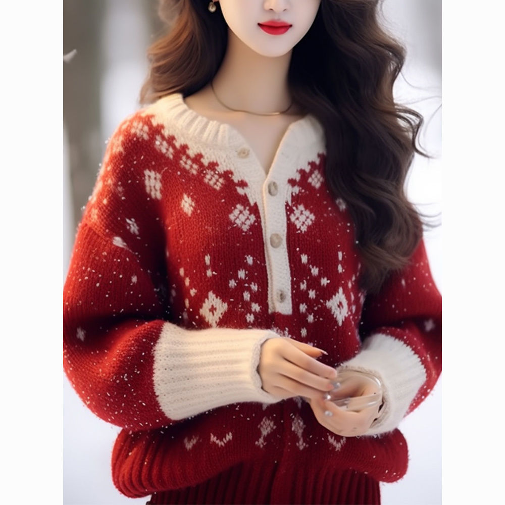 Women's Western-style Striped Christmas Sweater