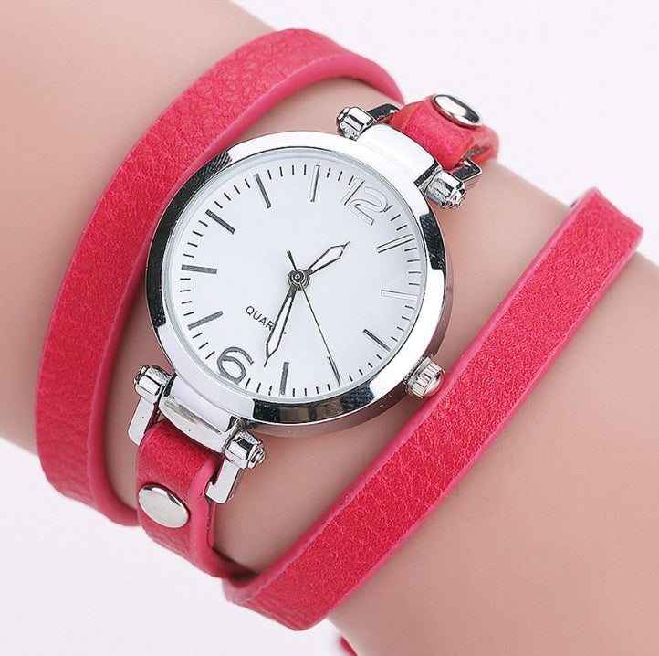 Women's Circle Bracelet Watch PU Strap Simple Alloy Small Dial Women's WatchM