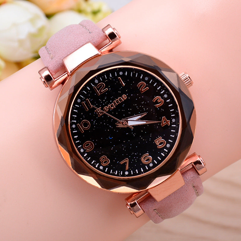 Starry sky watch female belt luminous watch quartz