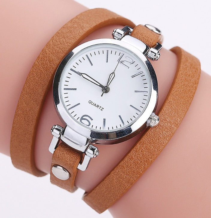 Women's Circle Bracelet Watch PU Strap Simple Alloy Small Dial Women's WatchM