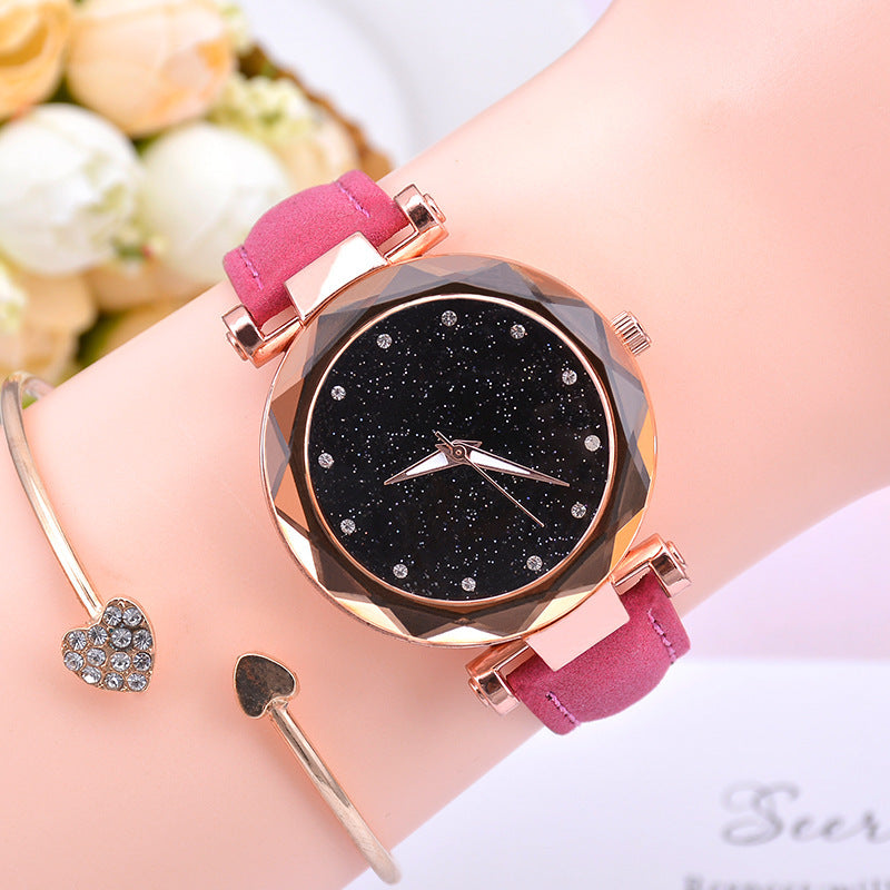 Starry sky watch female belt luminous watch quartz