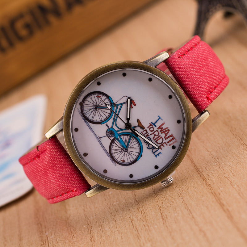 Denim Vintage Watch Bike Ride A Bike