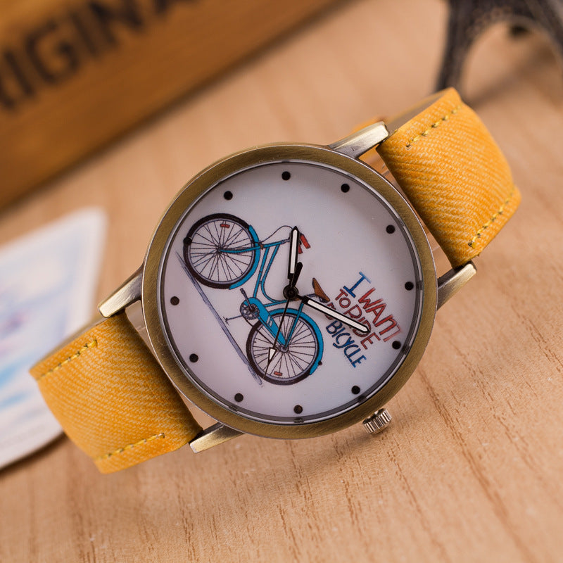 Denim Vintage Watch Bike Ride A Bike