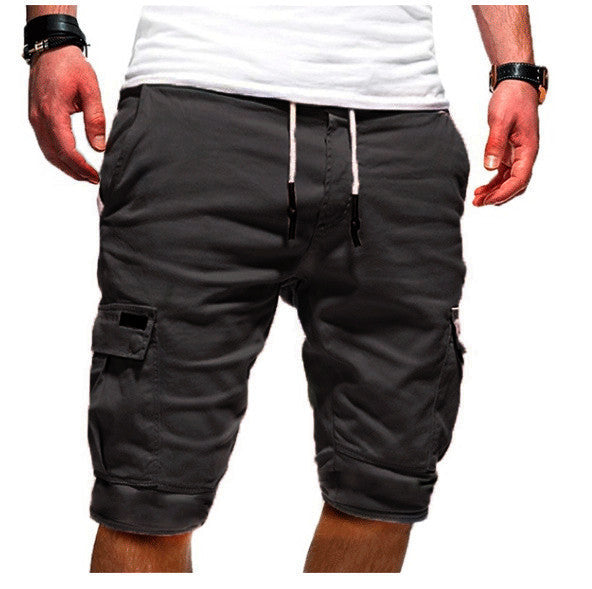 Men's Solid Color Sports Shorts Loose Tether Sports Casual Five-Point Pants Men