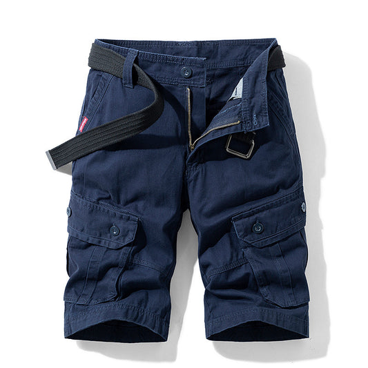 Solid Color Multi-pocket Cargo Shorts Men