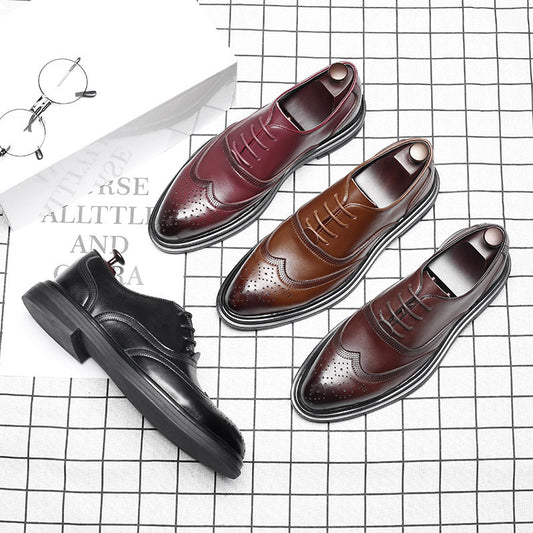 Leather brogue men's shoes