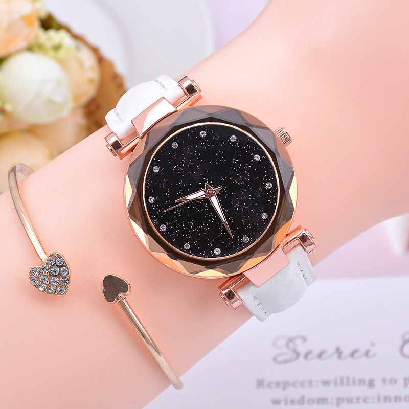 Starry sky watch female belt luminous watch quartz