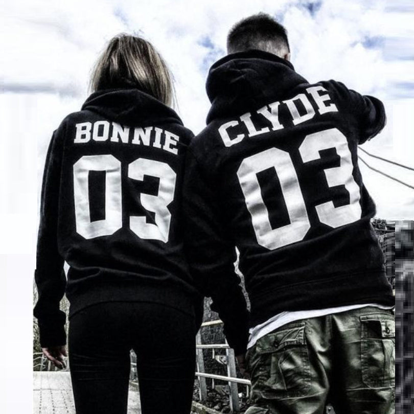 BONNIE03 Women-CLYDE03 سترة بغطاء رأس للرجال للزوجين