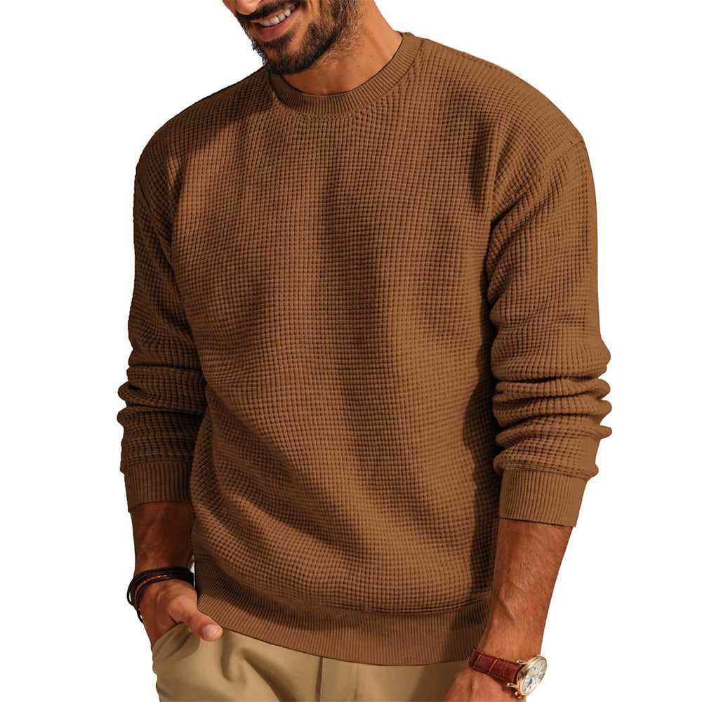 Men's Fashion Solid Color Waffle Casual