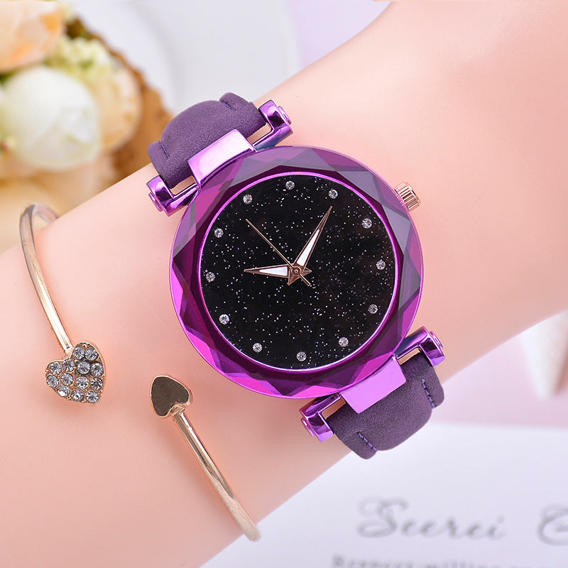 Starry sky watch female belt luminous watch quartz