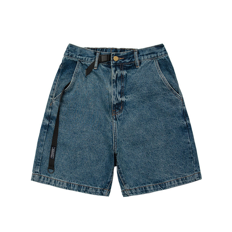 Fashion Personality Retro Dark Denim Shorts Men