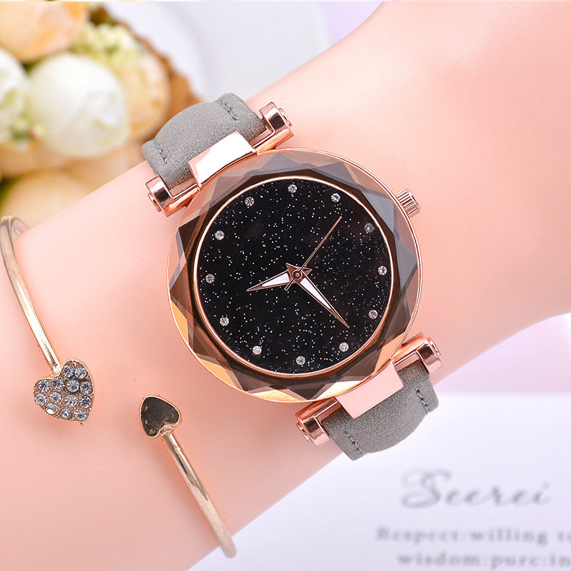 Starry sky watch female belt luminous watch quartz