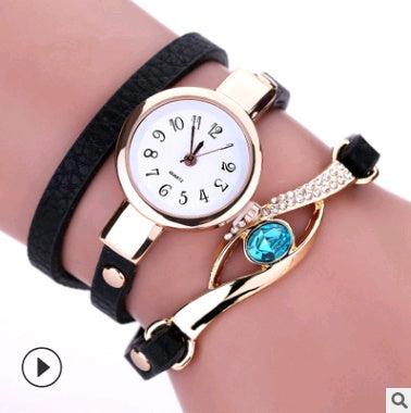 Fashion casual ladies winding table, big eyes ladies winding watch bracelet watch