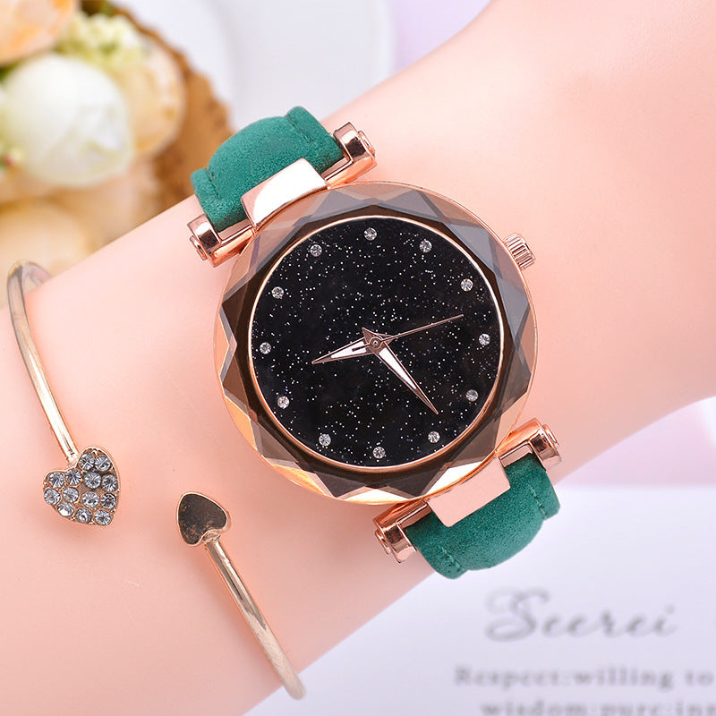 Starry sky watch female belt luminous watch quartz