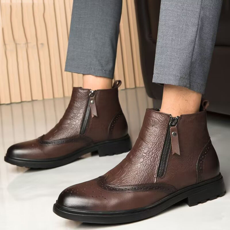 کفش چرمی بلند کفش افزایش قد 46 بوت مچ پا مد روز Brogue