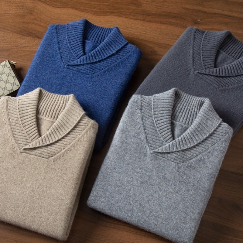 Autumn And Winter Cashmere Lapel Sweater Outerwear Sweater