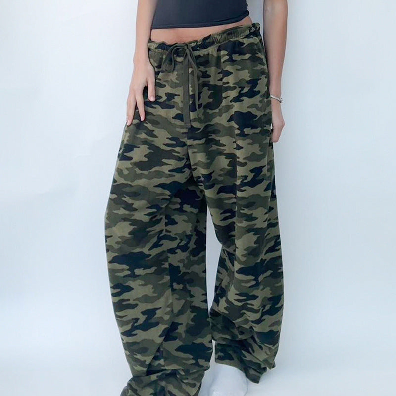 American High Street Casual Loose Camouflage Sweater Pants