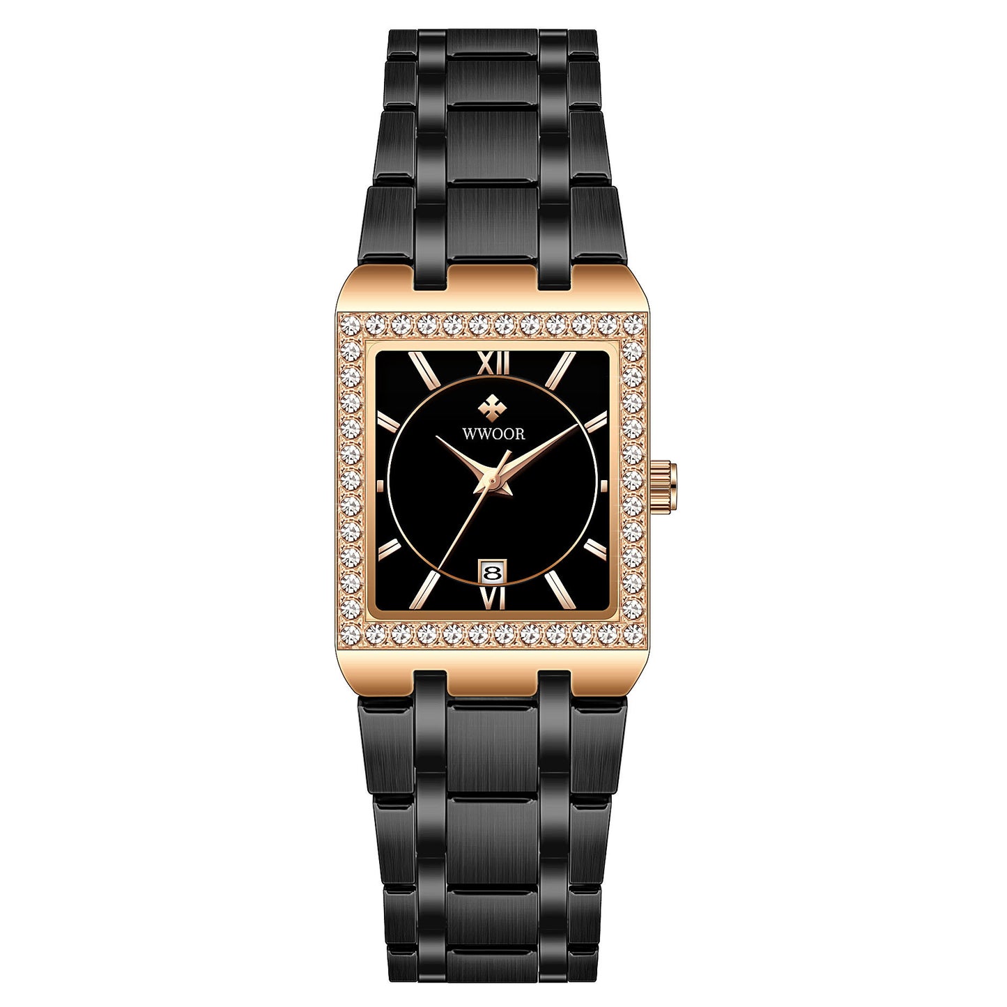 Grip Love Belt Diamond Waterproof Square Steel Band Quartz Women's Watch