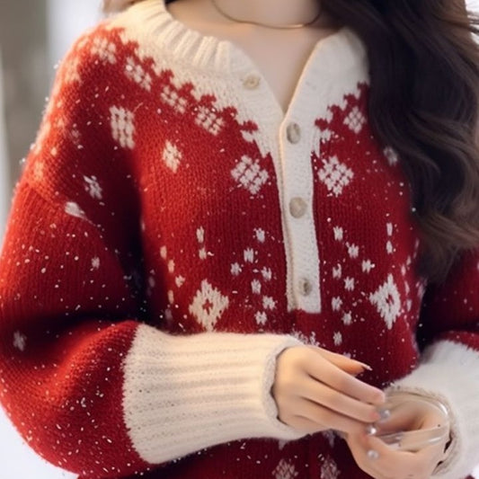 Women's Western-style Striped Christmas Sweater