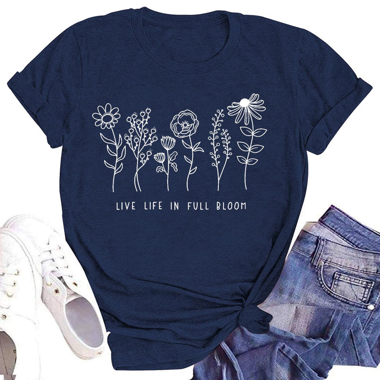 Spring And Summer Women's Printed Cotton T-shirt