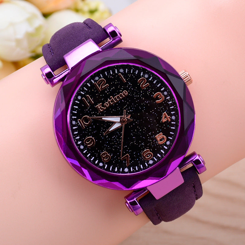 Starry sky watch female belt luminous watch quartz