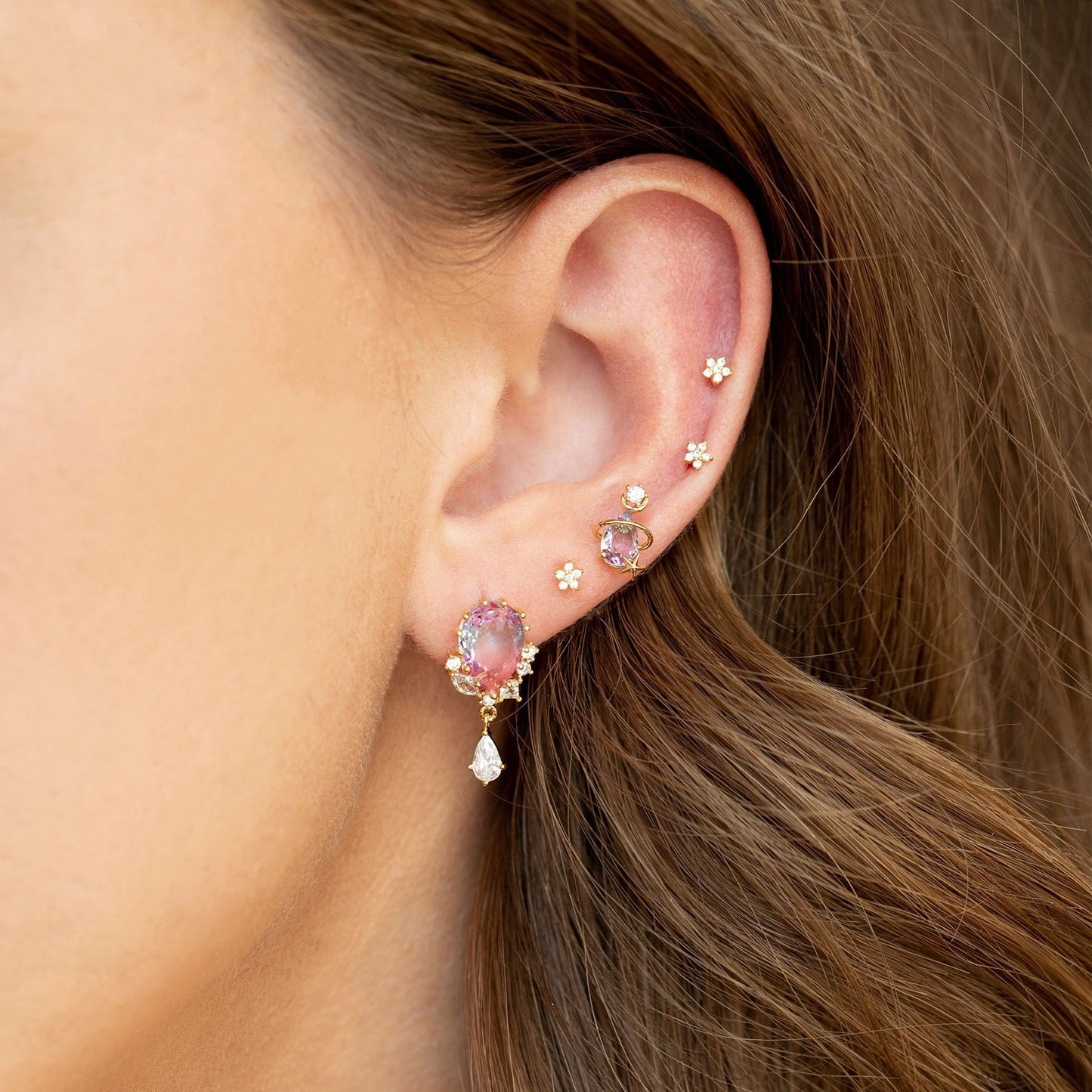 Zircon Ear Studs Five-piece Set