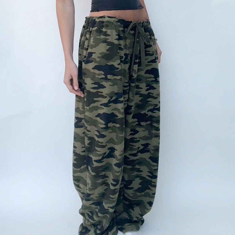 American High Street Casual Loose Camouflage Sweater Pants