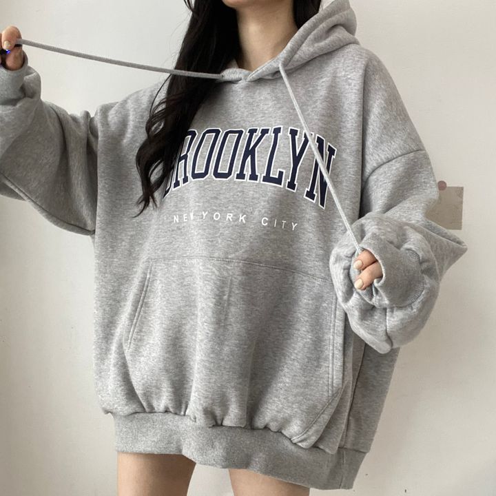 Sweater Women's Mid-length Letter Hooded Loose