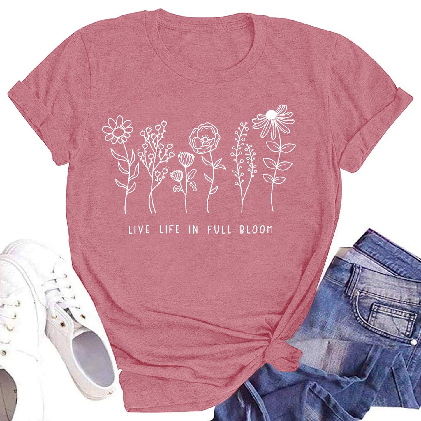 Spring And Summer Women's Printed Cotton T-shirt