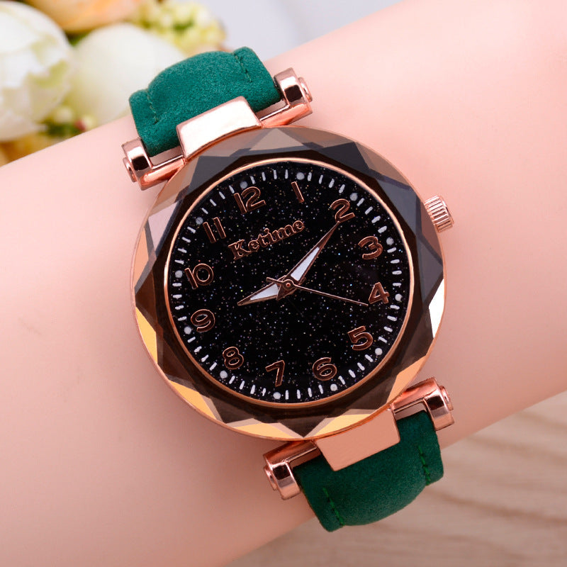 Starry sky watch female belt luminous watch quartz