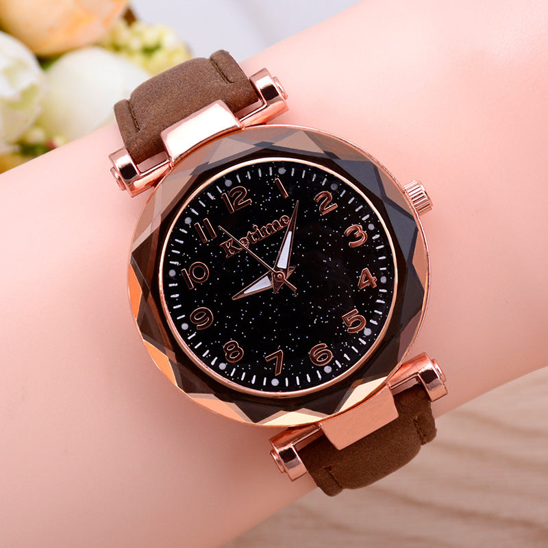 Starry sky watch female belt luminous watch quartz