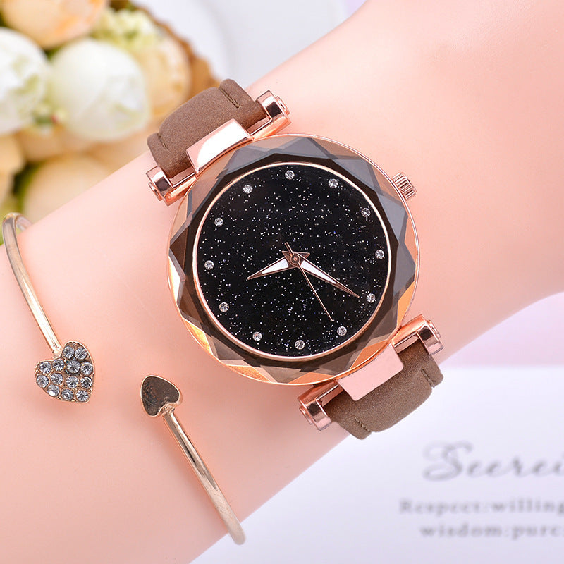 Starry sky watch female belt luminous watch quartz