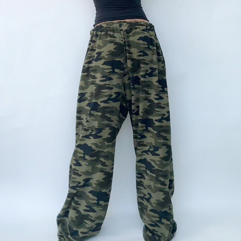 American High Street Casual Loose Camouflage Sweater Pants