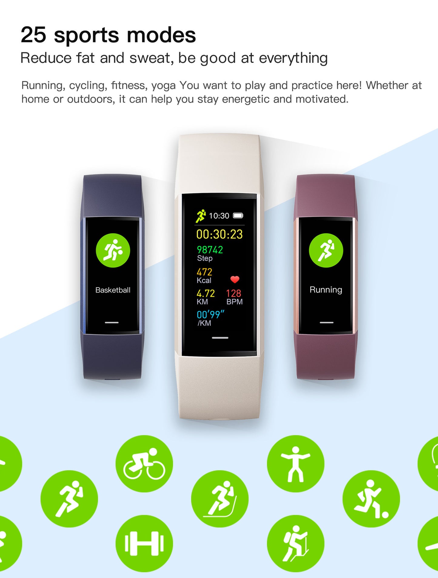 C80 Smart AMOLED Screen Power Heart Rate Blood Oxygen Monitoring Bracelet