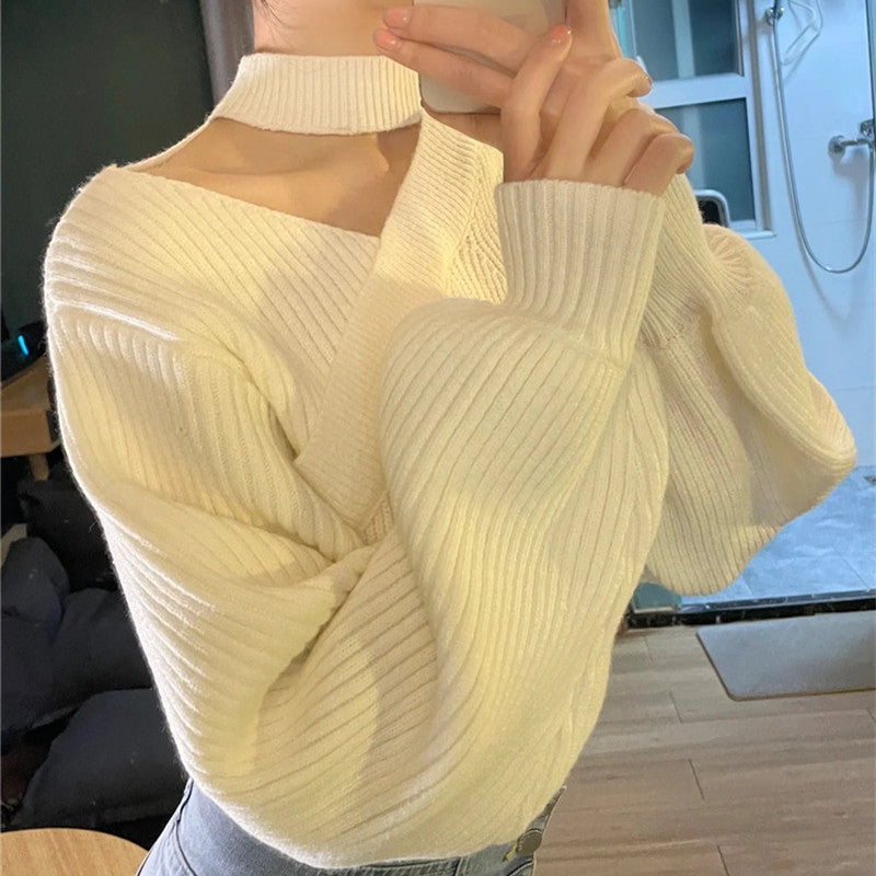 Halter Sweater Short Knitted Bottoming Shirt With Niche Chic Women's Top