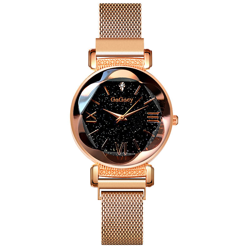 Point Diamond Simple Fashion Ladies Mesh Strap Quartz Watch