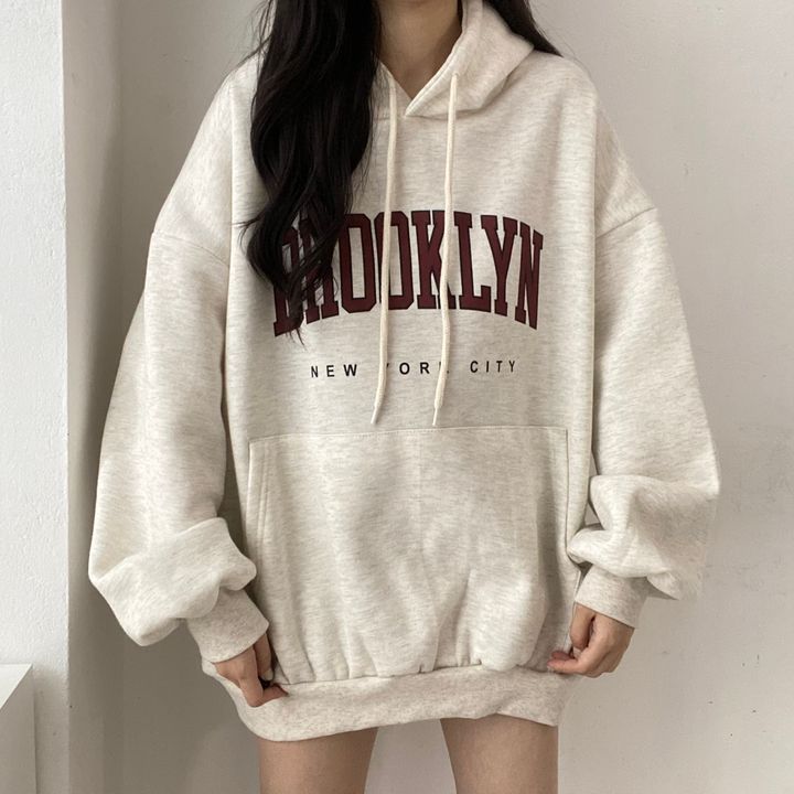 Sweater Women's Mid-length Letter Hooded Loose