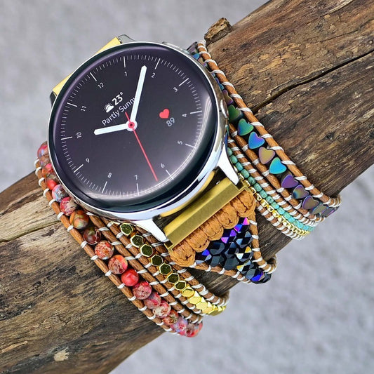 Love Black Gallstone Emperor Stone Rice Bead Woven Watch Strap