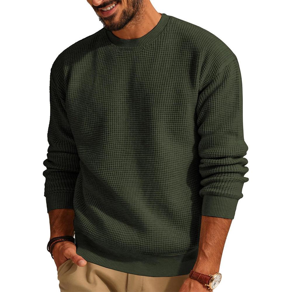 Men's Fashion Solid Color Waffle Casual