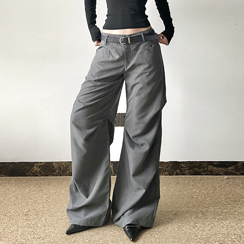 European And American Retro Loose Low Waist Wide Leg Pants For Women