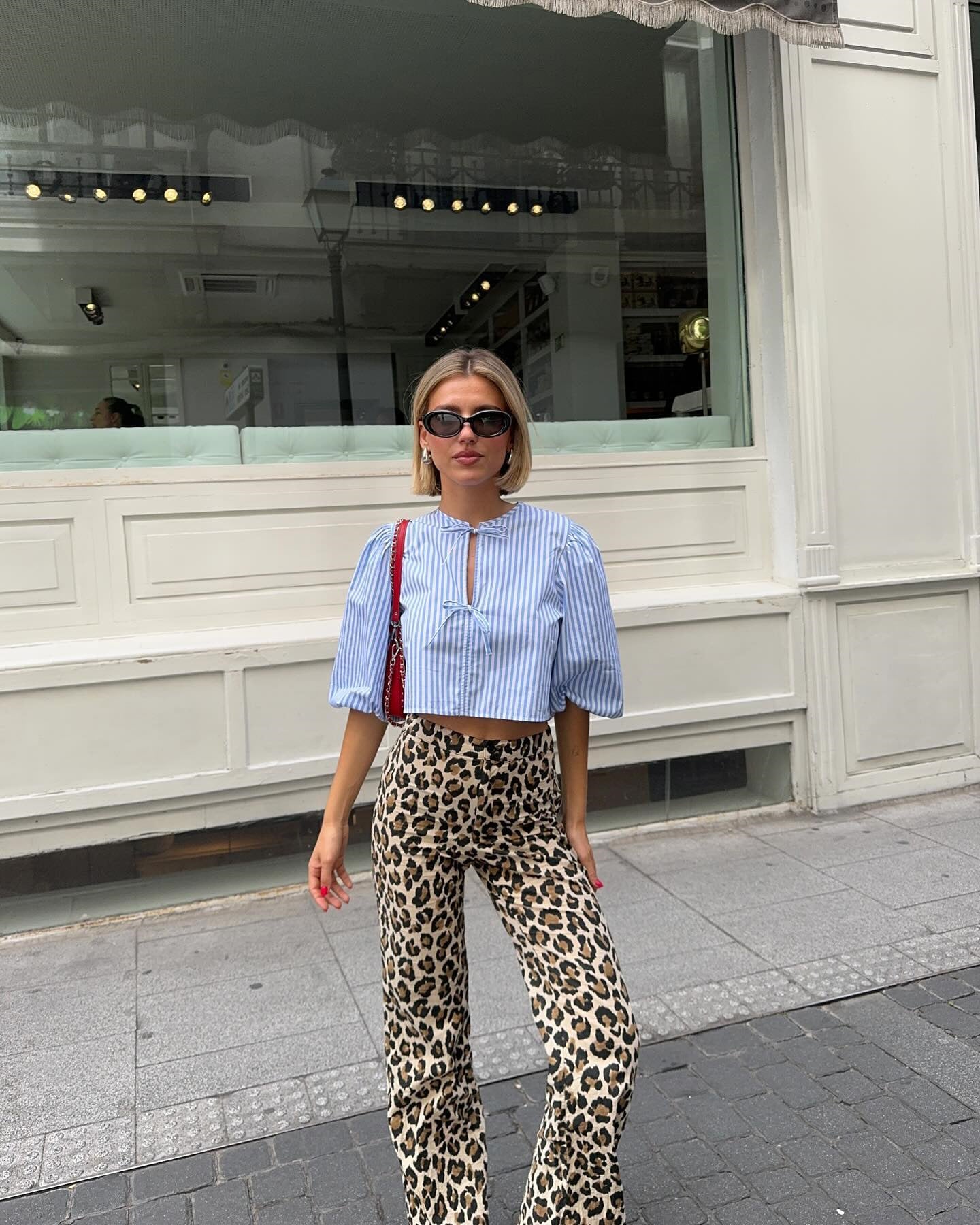 Animal Print Straight High Waist Thin Trousers