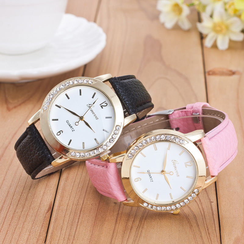 Geneva Diamond Quartz Watch Women