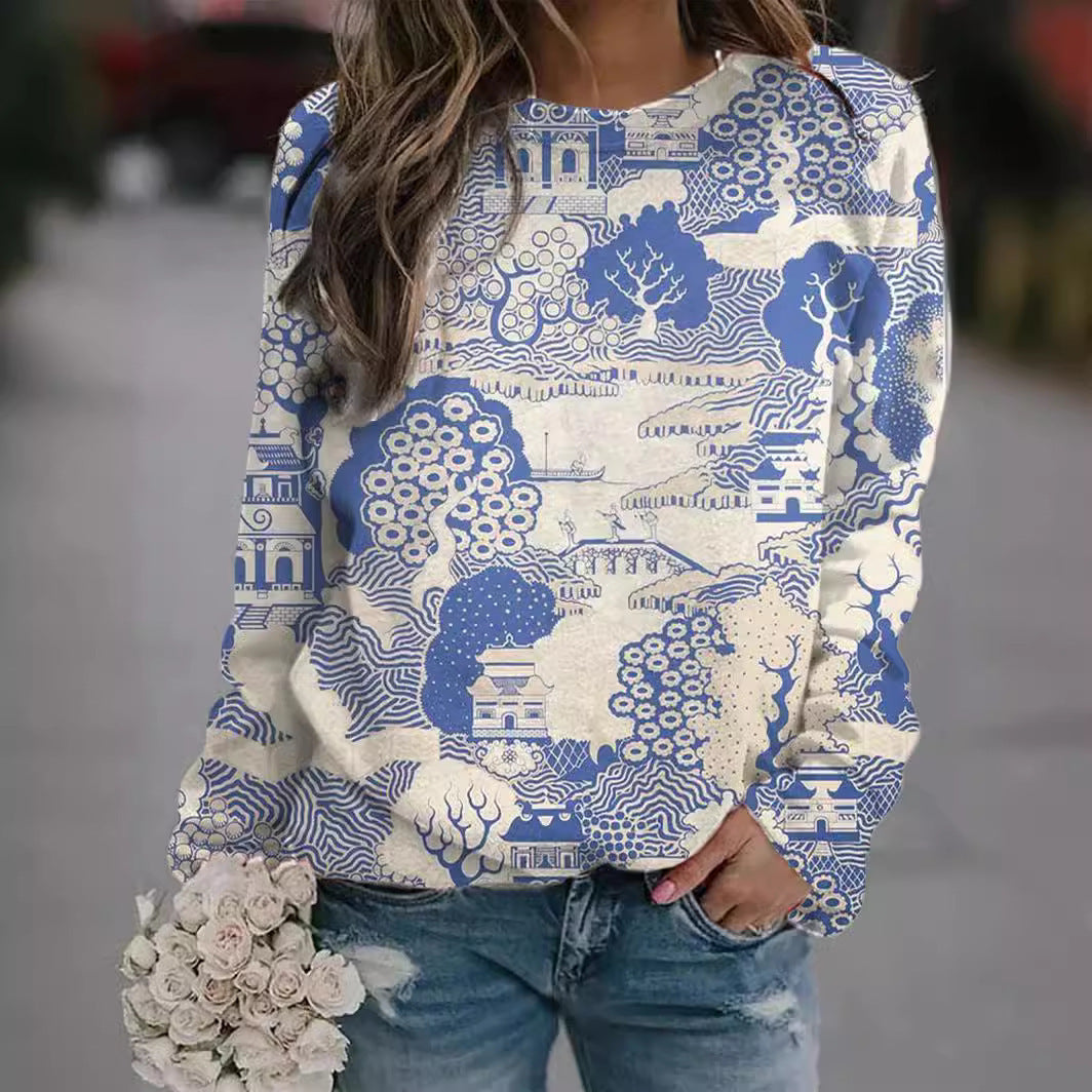 Autumn Street Fashion Round-neck Shirt Top