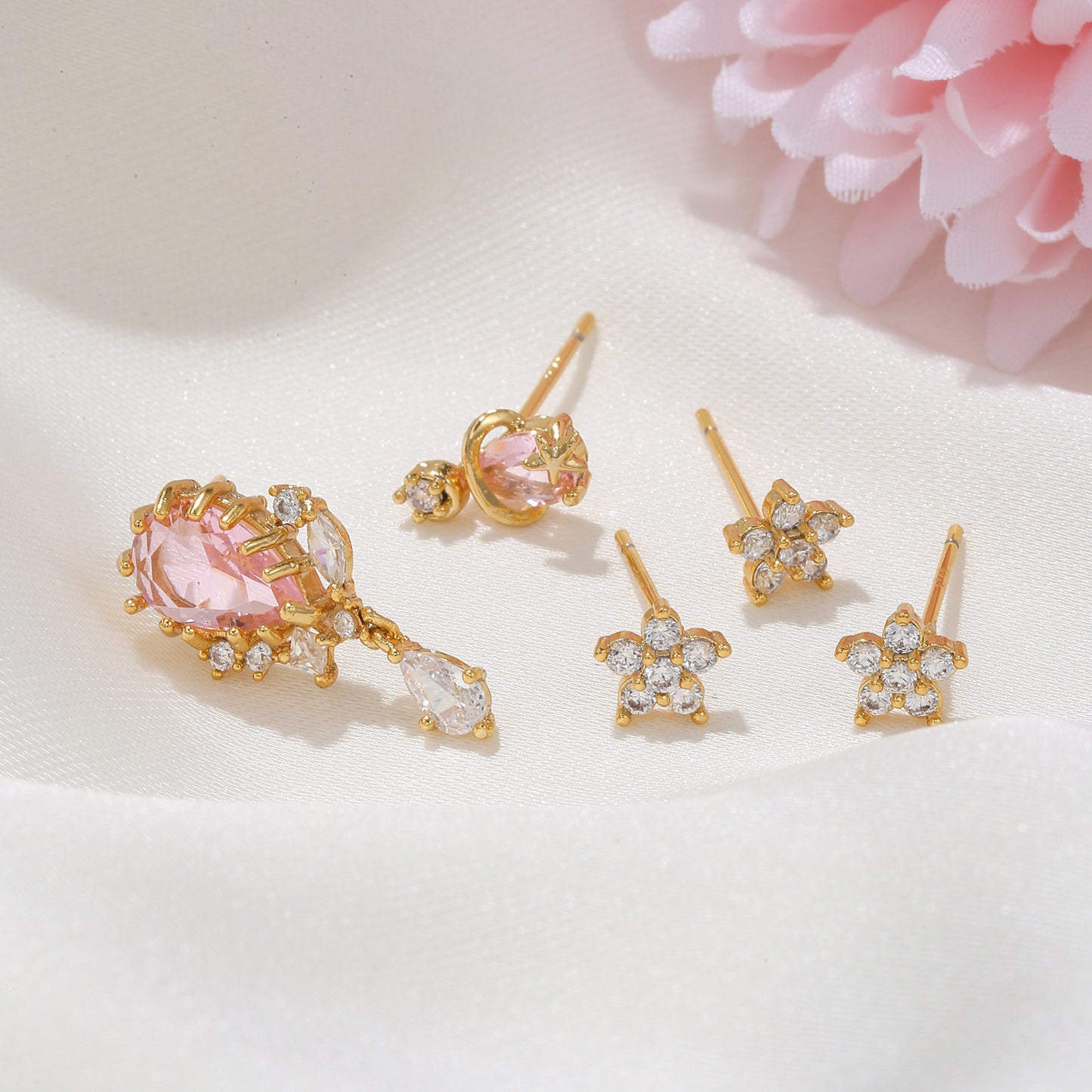 Zircon Ear Studs Five-piece Set