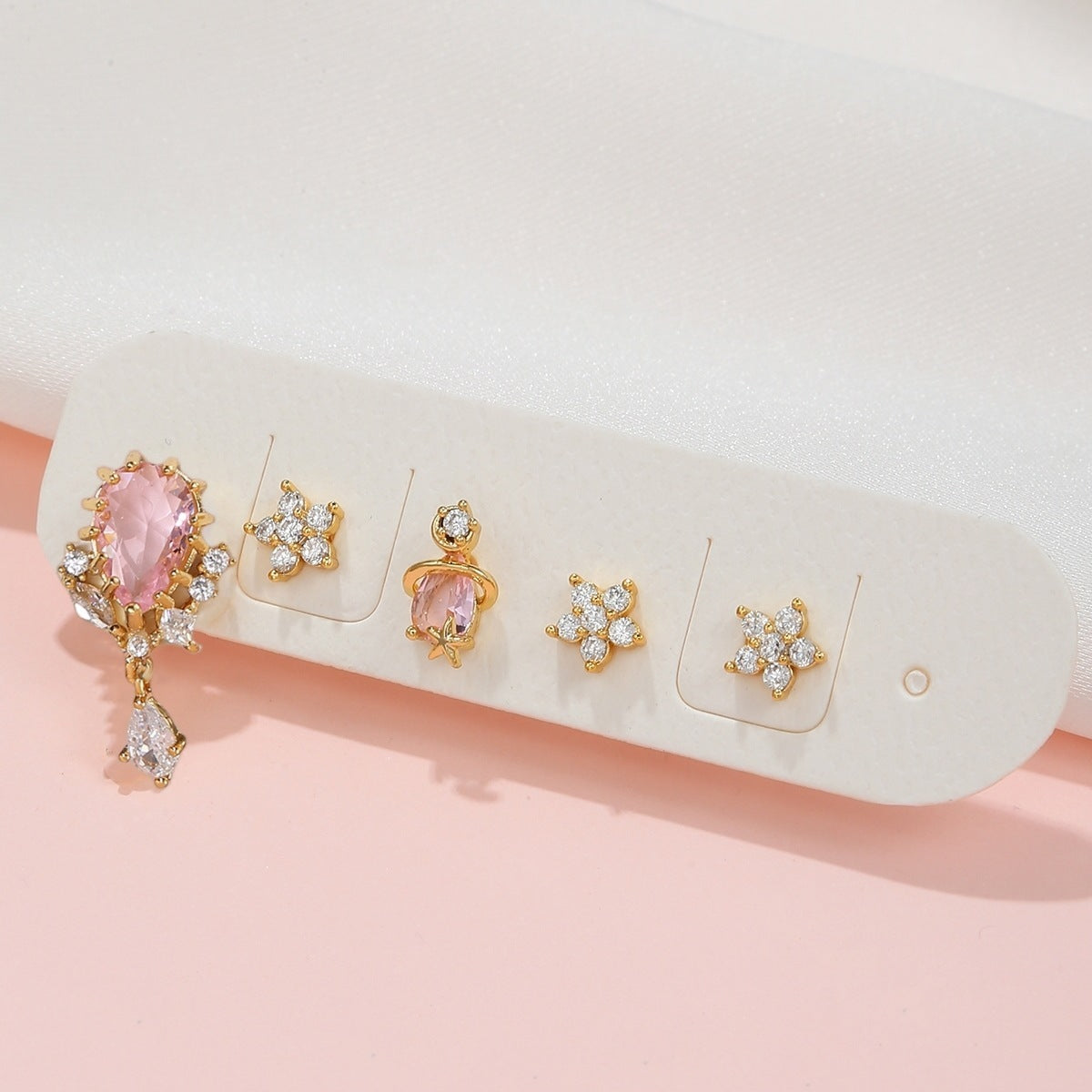 Zircon Ear Studs Five-piece Set